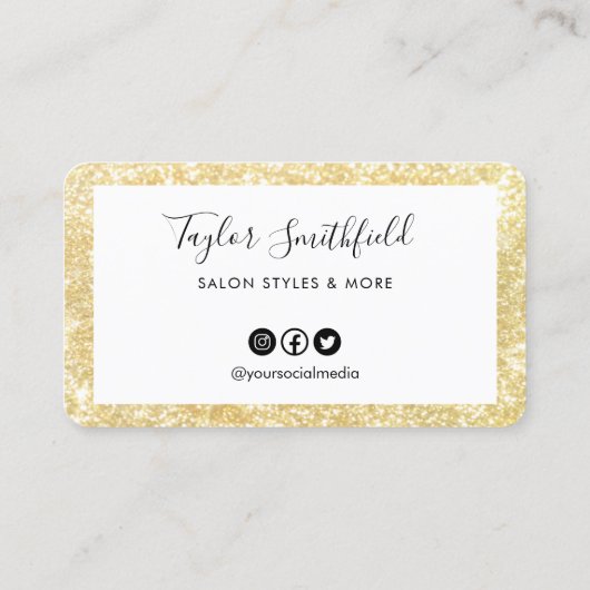 金ゴールドフェイクカスタムグリッターロイヤリティカード 名刺 (裏面)