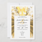 金ゴールドフェイクカットのウッドラ結婚ンド 招待状 (正面)