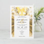 金ゴールドフェイクカットのウッドラ結婚ンド 招待状 (スタンド正面)