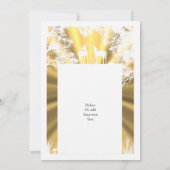 金ゴールドフェイクカットのウッドラ結婚ンド 招待状 (裏面)