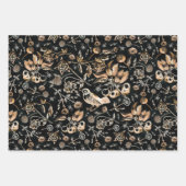 金ゴールドフェイクカブトムシ花さくらんぼ果実 ラッピングペーパーシート (正面3)