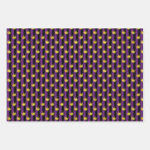 金ゴールドフェイククラウンズパープルブラックストライプズMardi Gras ラッピングペーパーシート (正面)