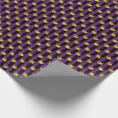 金ゴールドフェイククラウンズパープルブラックストライプズMardi Gras ラッピングペーパー (角)