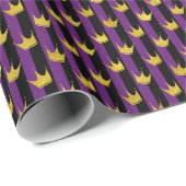 金ゴールドフェイククラウンズパープルブラックストライプズMardi Gras ラッピングペーパー (ロールコーナー)
