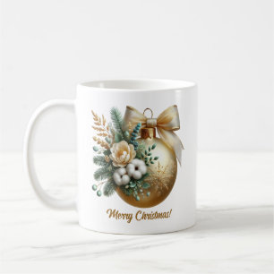 金ゴールドフェイククリスマスボーブル綿ゴールデンボウ コーヒーマグカップ