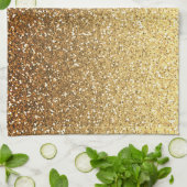 金ゴールドフェイクグラデーショングリッター キッチンタオル (折り畳み)