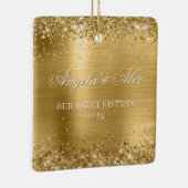 金ゴールドフェイクグリッターおよびブラシ付き金属箔フォト セラミックオーナメント (右)