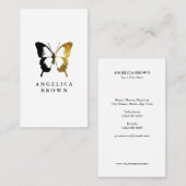 金ゴールドフェイクグリッターとブラックバタフライ 名刺 (正面/裏面)