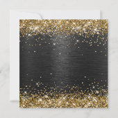 金ゴールドフェイクグリッターとブラックフォイル40歳の誕生日 招待状 (裏面)