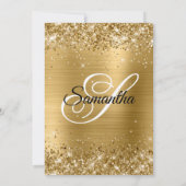 金ゴールドフェイクグリッターと光沢のある箔40歳の誕生日 招待状 (裏面)