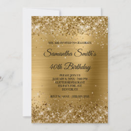 金ゴールドフェイクグリッターと光沢のある箔40歳の誕生日 招待状