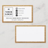 金ゴールドフェイクグリッターのソーシャルメディアアイコンとロゴ 名刺 (正面/裏面)