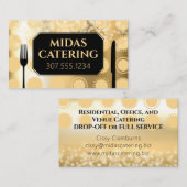 金ゴールドフェイクグリッターの個人シェフケータリング料理 名刺 (正面/裏面)