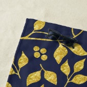 金ゴールドフェイクグリッターの葉模様 ビーチタオル (インサイチュ)