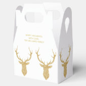 金ゴールドフェイクグリッターの鹿パーソナライズされた フェイバーボックス (オープン)