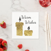 金ゴールドフェイクグリッターろうそくクリスマスのホリデーシーズン スタンダードカクテルナプキン (インサイチュ)