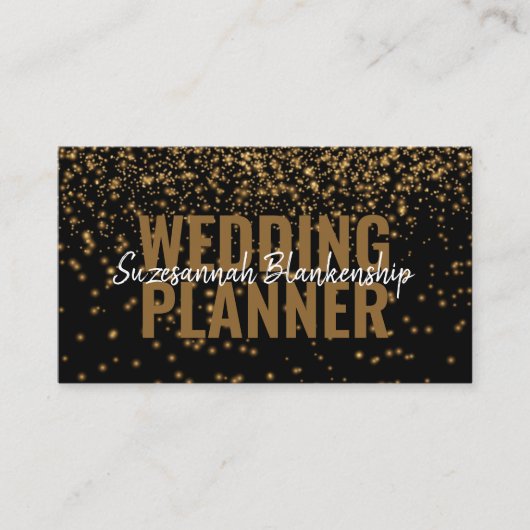 金ゴールドフェイクグリッターオーバー黒カスタム色写真 名刺 (正面)
