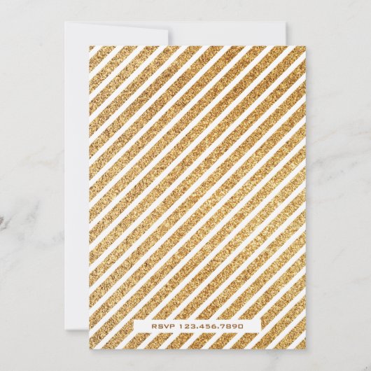 金ゴールドフェイクグリッターキュートブループリンセスアキカ 招待状 (裏面)