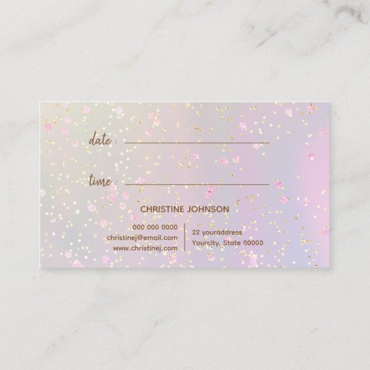 金ゴールドフェイクグリッタークイーンビーアポイントメントカード 名刺 (裏面)