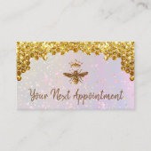 金ゴールドフェイクグリッタークイーンビーアポイントメントカード 名刺 (正面)