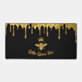 金ゴールドフェイクグリッタークイーンビーデザイン デスクマット (正面)