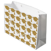 金ゴールドフェイクグリッターグラッドキャップ卒業 ラージペーパーバッグ (裏面アングル)