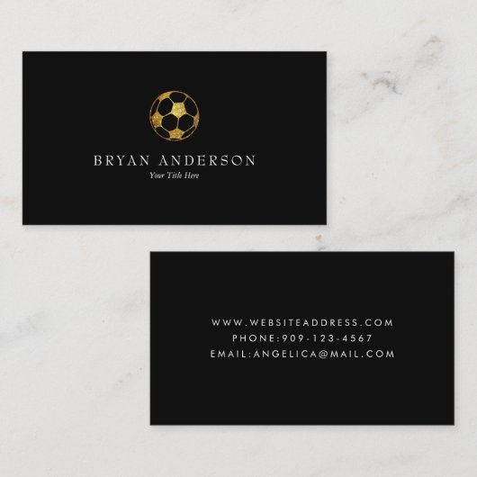 金ゴールドフェイクグリッターサッカーボール名刺 名刺 (正面/裏面)