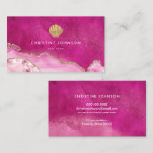 金ゴールドフェイクグリッターシーシェルオンピンク 名刺 (正面/裏面)