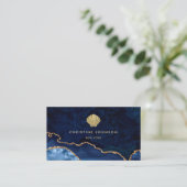 金ゴールドフェイクグリッターシーシェルオンブルー 名刺 (スタンド正面)