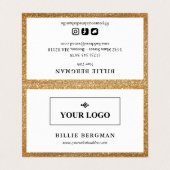 金ゴールドフェイクグリッターソーシャルメディアのロゴと写真 名刺 (外部フラット)