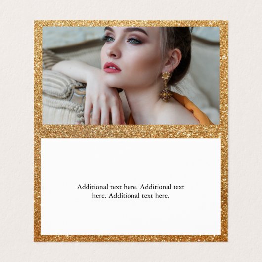 金ゴールドフェイクグリッターソーシャルメディアのロゴと写真 名刺 (内部フラット)