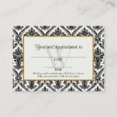 金ゴールドフェイクグリッターダマスク花柄ビジネス 予約カード (裏面)