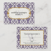 金ゴールドフェイクグリッターダマスク花柄ビジネス 予約カード (正面/裏面)