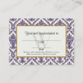 金ゴールドフェイクグリッターダマスク花柄ビジネス 予約カード (裏面)