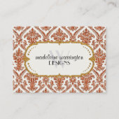 金ゴールドフェイクグリッターダマスク花柄ビジネス 名刺 (正面)