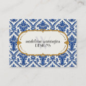 金ゴールドフェイクグリッターダマスク花柄ビジネス 名刺 (正面)