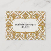 金ゴールドフェイクグリッターダマスク花柄ビジネス 名刺 (正面)