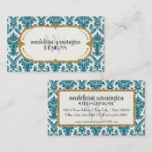 金ゴールドフェイクグリッターダマスク花柄ビジネス 名刺 (正面/裏面)