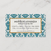 金ゴールドフェイクグリッターダマスク花柄ビジネス 名刺 (裏面)