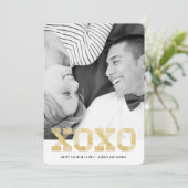 金ゴールドフェイクグリッターチモダンックXOXOバレンタイン写真 シーズンカード (スタンド正面)