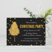 金ゴールドフェイクグリッターツリーモダンクリスマスパーティー 招待状 (スタンド正面)