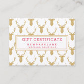 金ゴールドフェイクグリッターディアクリスマスギフト券 名刺 (正面)