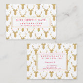 金ゴールドフェイクグリッターディアクリスマスギフト券 名刺 (正面/裏面)