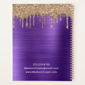 金ゴールドフェイクグリッタードリップパープルアポイントメント プランナー手帳 (裏面)