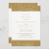 金ゴールドフェイクグリッターニュートラルベビーシャワー招待状 招待状 (正面/裏面)