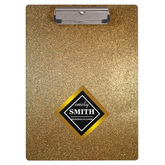 金ゴールドフェイクグリッターパーソナライズされた箔 クリップボード (正面)