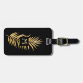 金ゴールドフェイクグリッターパームツリーオンブラックトロピカルト ラゲッジタグ (正面横)