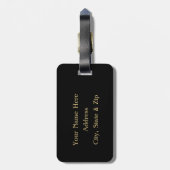 金ゴールドフェイクグリッターパームツリーオンブラックトロピカルト ラゲッジタグ (裏面縦)