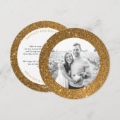 金ゴールドフェイクグリッターフレームホリデーカード シーズンカード (正面/裏面)