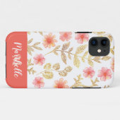 金ゴールドフェイクグリッターフローラモノグラム Case-Mate iPhoneケース (裏面(横))